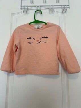 H&M Peach Cat Face Long Sleeve Tee